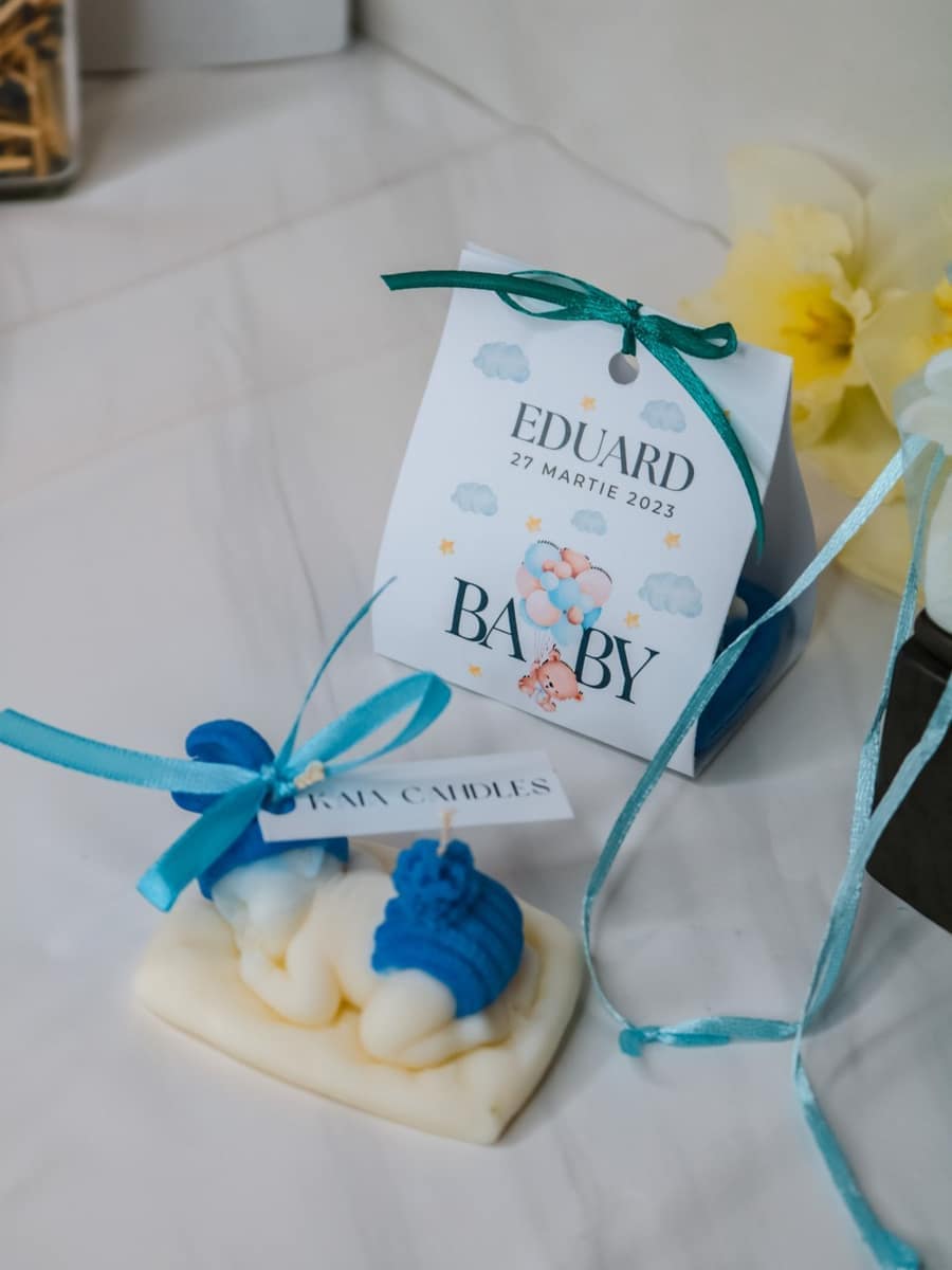 Marturii Botez lumanare BABY - cartonat & fundita - imagine 11